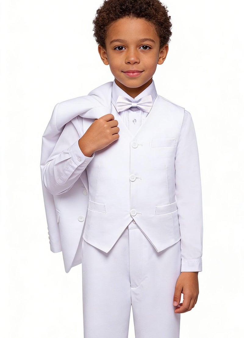 Addneo Suit for Boys White,Toddler Boy Communion Dresses Suits 5 Piece Baptism Outfit Size 14 - Image 3